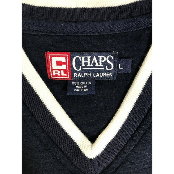 Chap Ralph Lauren Embroidered Navy-White Ring Trim Pullover Vest Men Large - Picture 5 of 11